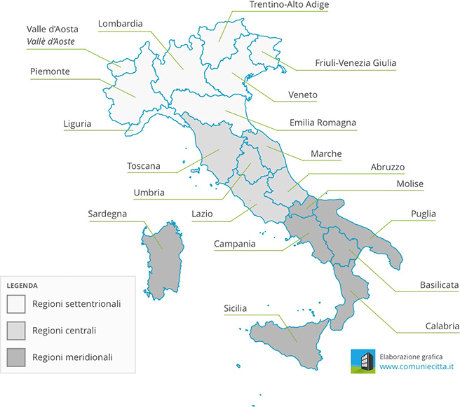 mappa regioni italiane